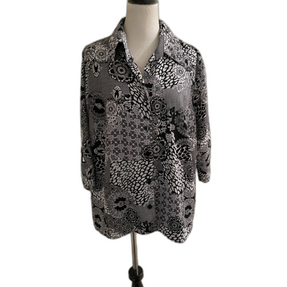 Women's GEORGE Button Front Top 2-Piece Plus Size Blouse Pretty Shirt 3X 22W - Picture 1 of 9